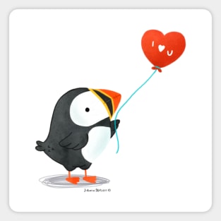 Puffin with a heart balloon Magnet